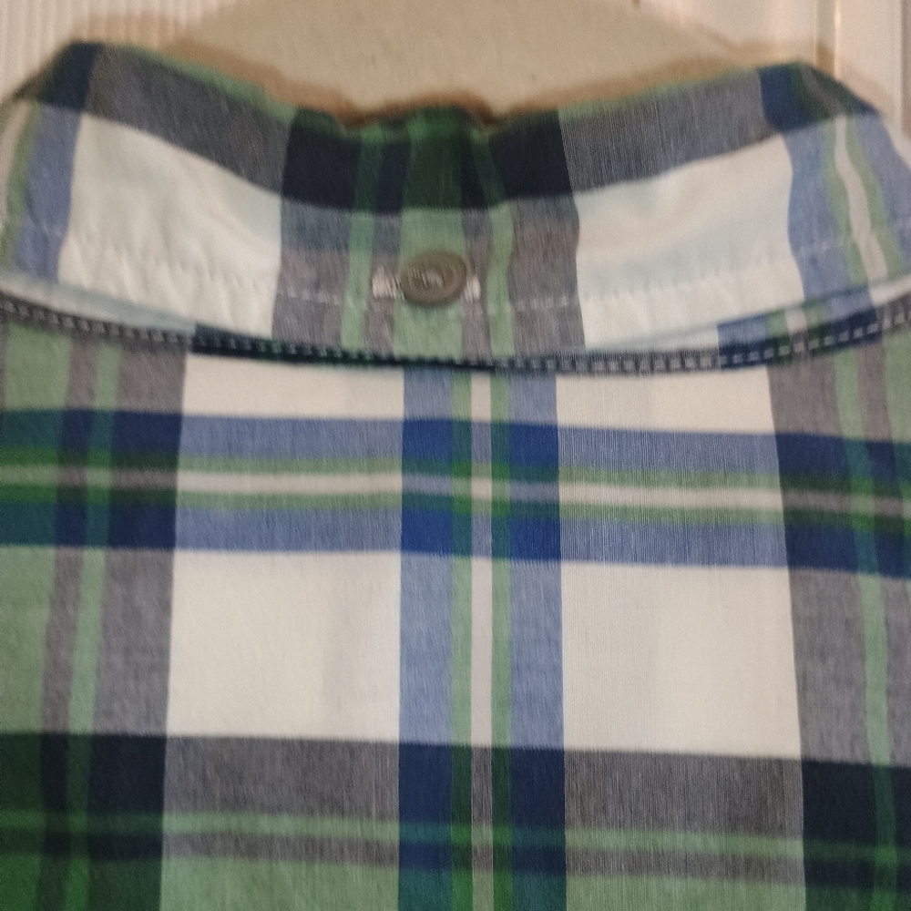 American Eagle Outfitters LT Plaid Shirt Green Blue‎ White Button Front Athletic - Picture 9 of 12